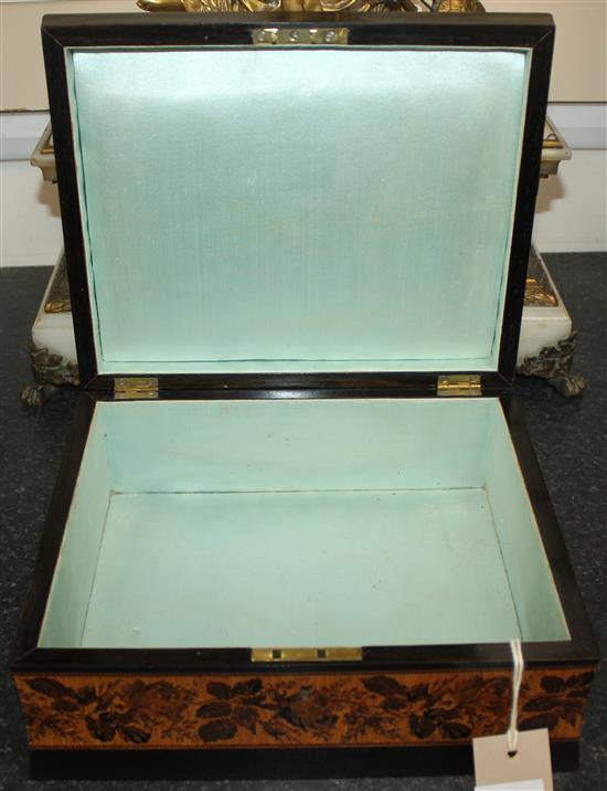 A Tunbridge ware coromandel Pantiles mosaic box, attributed to Henry Hollamby, 10.5in.